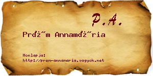 Prém Annamária névjegykártya
